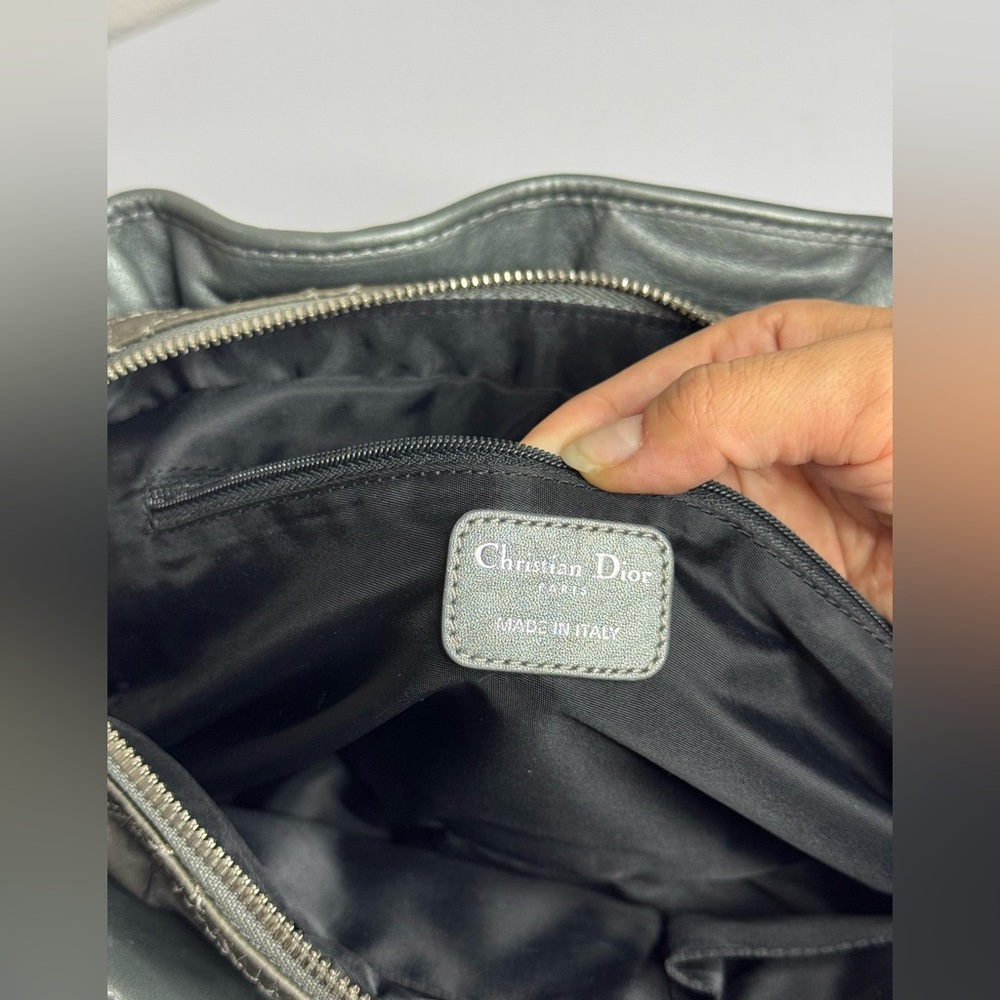 Christian Dior Vintage Iconic Cannage Lady Boston Bag in Metallic Grey - Picture 14 of 16